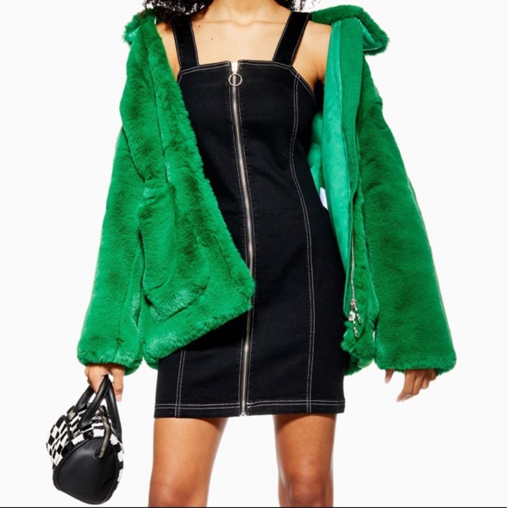 Stretch denim dress with zip